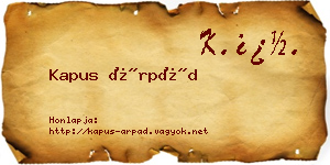 Kapus Árpád névjegykártya