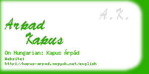 arpad kapus business card